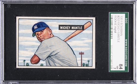 1951 Bowman #253 Mickey Mantle Rookie Card – SGC 84 NM 7
